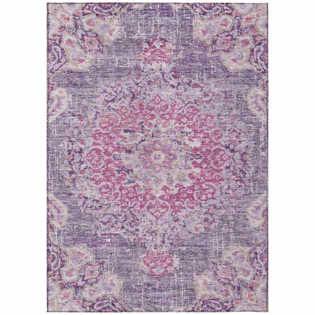 LOOMLAN Rugs Ornella Purple Washable Indoor-Outdoor Rug