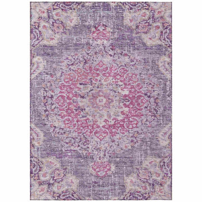 LOOMLAN Rugs Ornella Purple Washable Indoor-Outdoor Rug