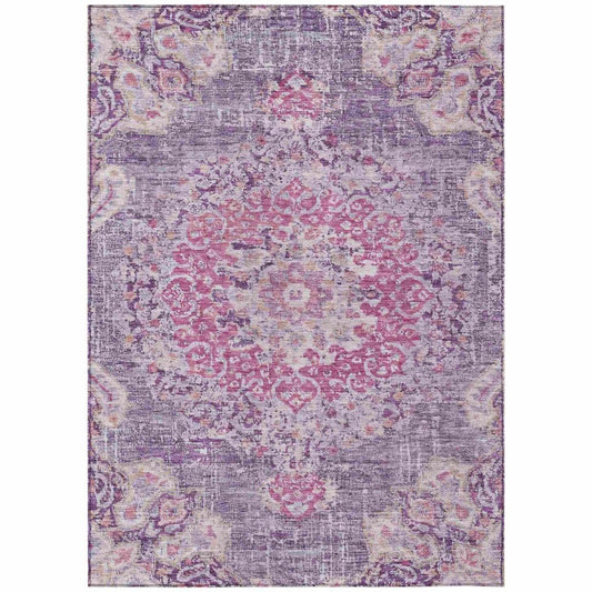 LOOMLAN Rugs Ornella Purple Washable Indoor-Outdoor Rug