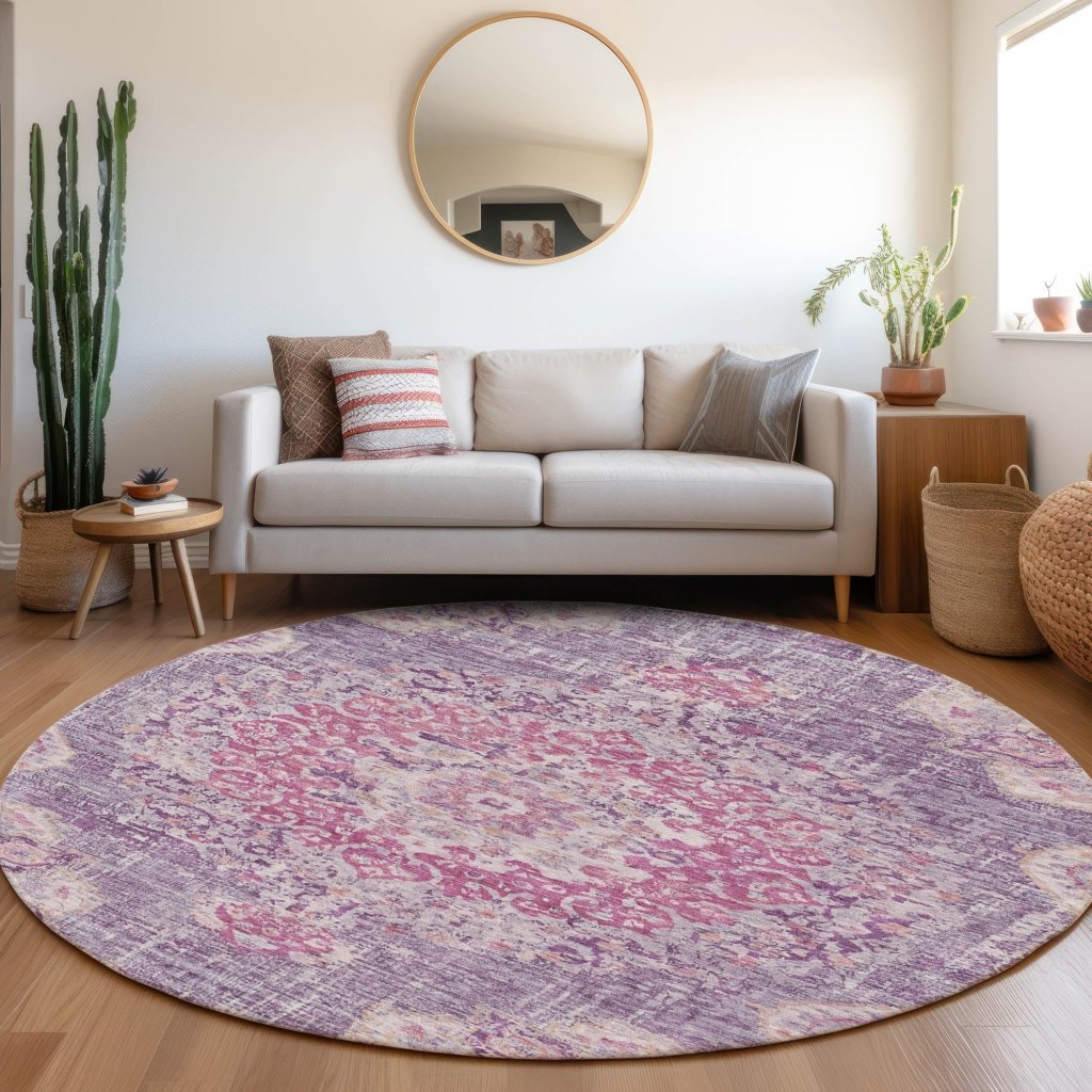 LOOMLAN Rugs Ornella Purple Washable Indoor-Outdoor Rug