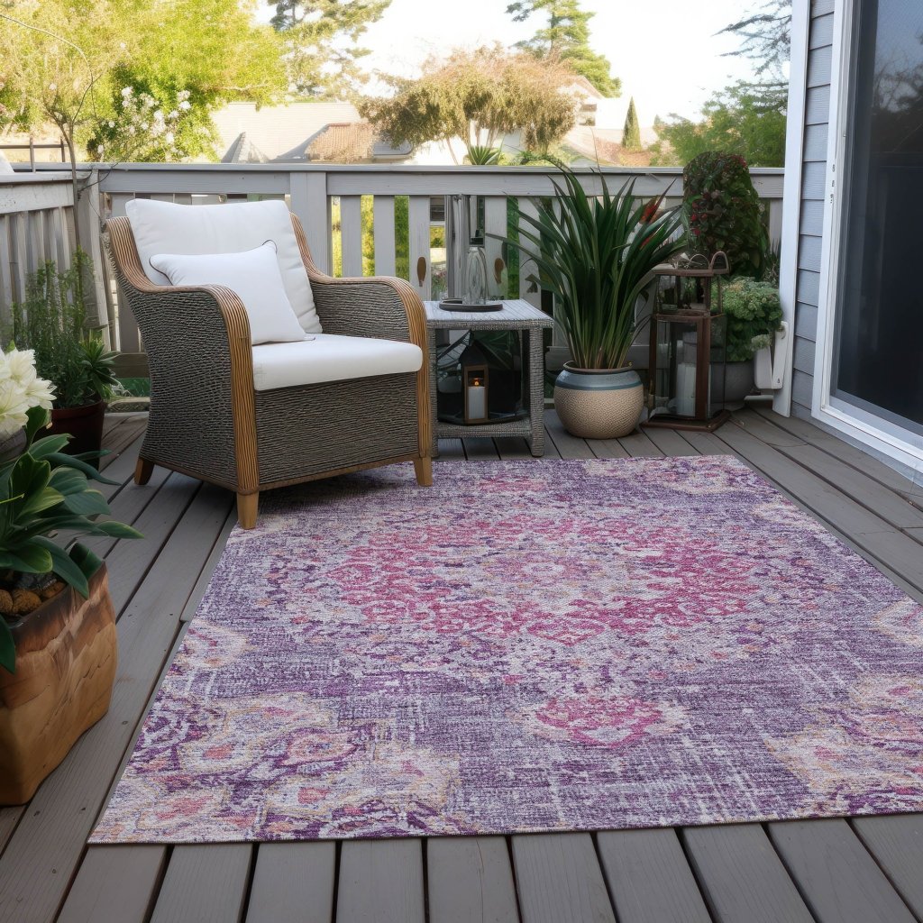 LOOMLAN Rugs Ornella Purple Washable Indoor-Outdoor Rug