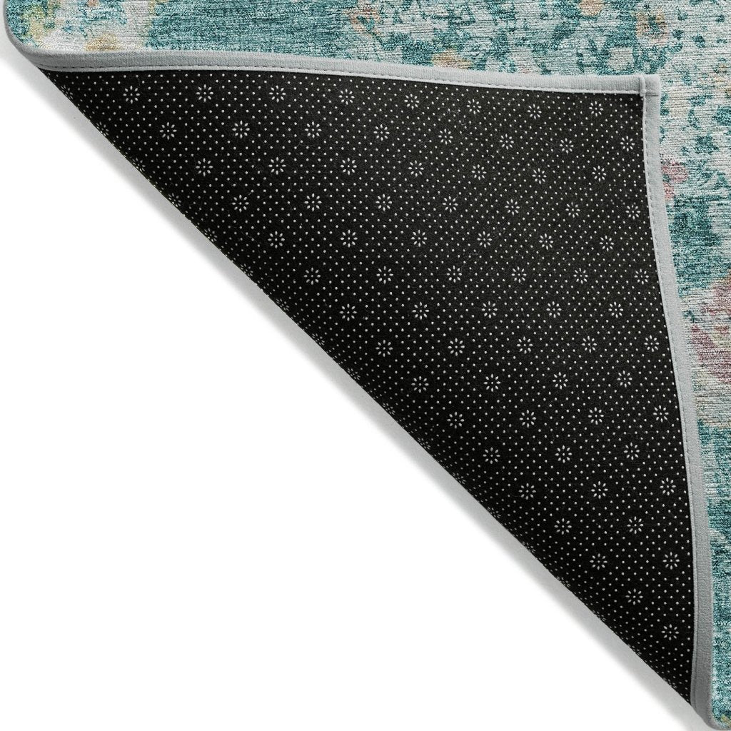 LOOMLAN Rugs Ornella Teal Washable Indoor-Outdoor Rug