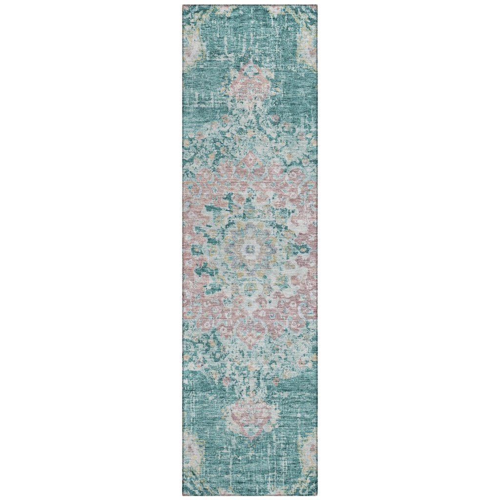 LOOMLAN Rugs Ornella Teal Washable Indoor-Outdoor Rug