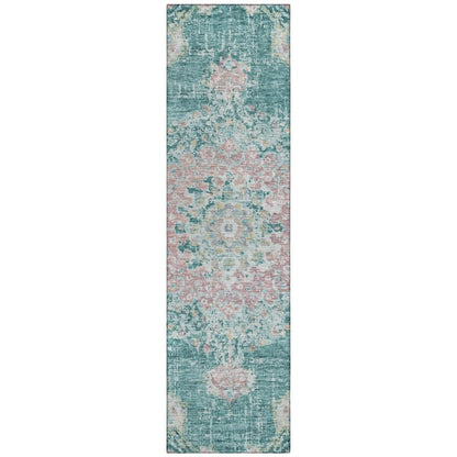 LOOMLAN Rugs Ornella Teal Washable Indoor-Outdoor Rug
