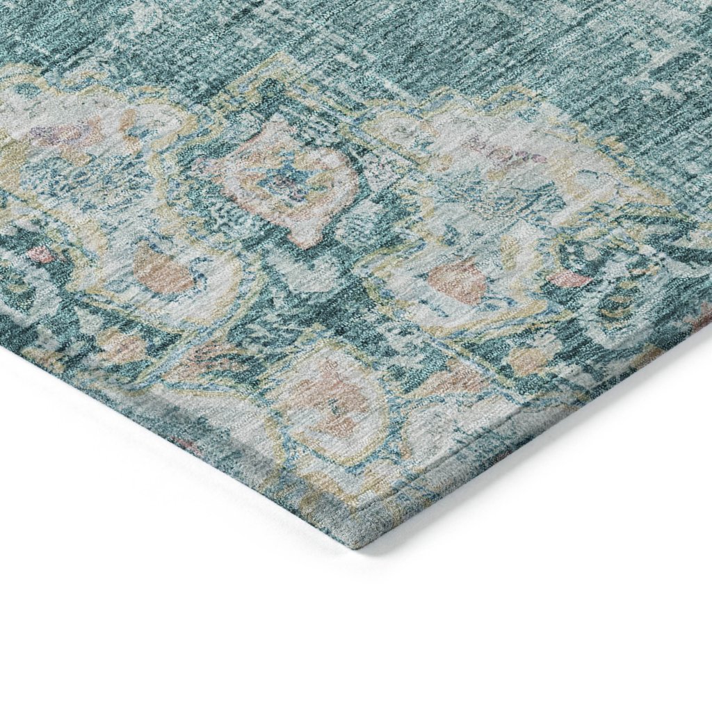 LOOMLAN Rugs Ornella Teal Washable Indoor-Outdoor Rug