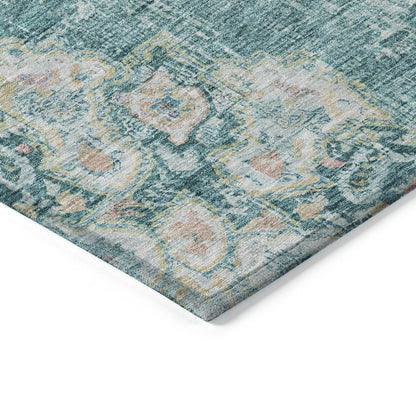 LOOMLAN Rugs Ornella Teal Washable Indoor-Outdoor Rug