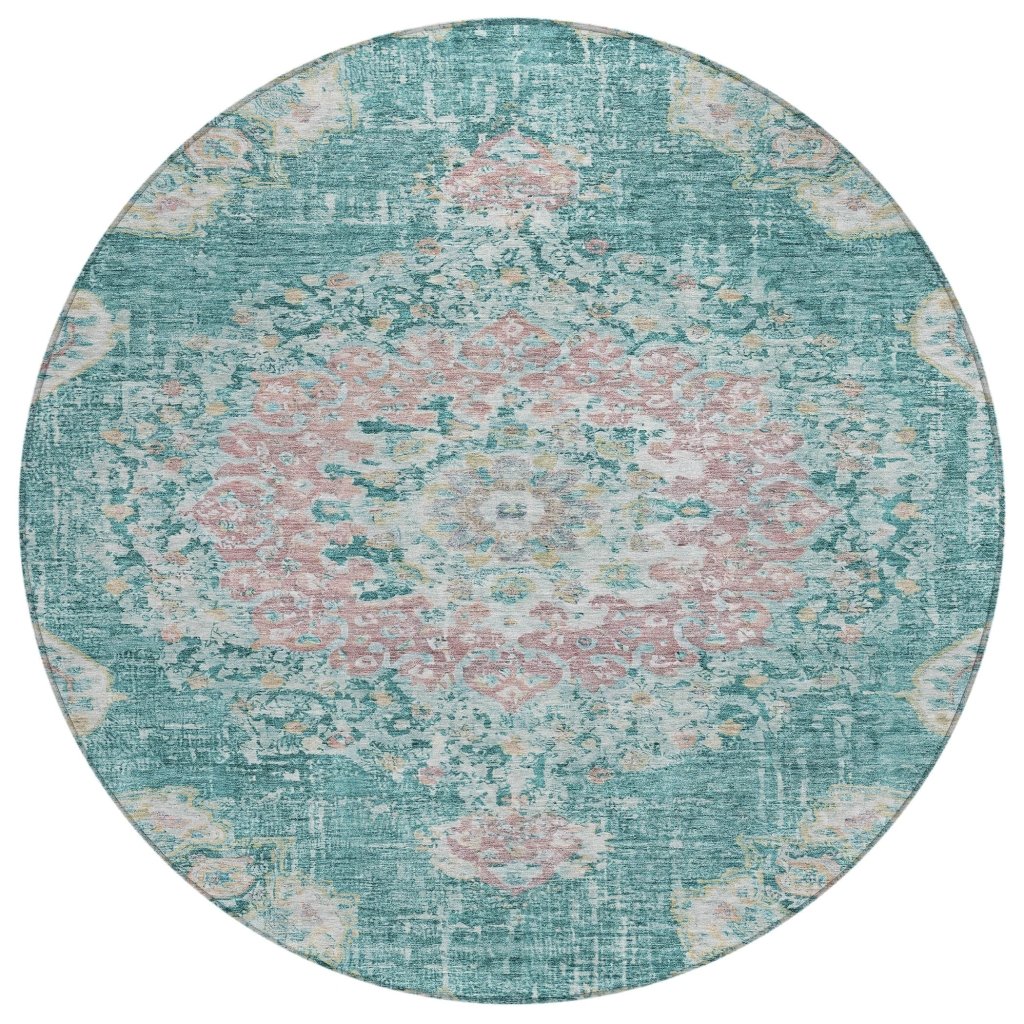 LOOMLAN Rugs Ornella Teal Washable Indoor-Outdoor Rug