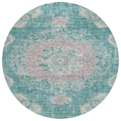LOOMLAN Rugs Ornella Teal Washable Indoor-Outdoor Rug
