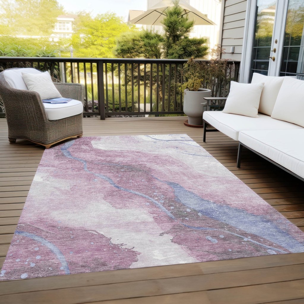 LOOMLAN Rugs Ornitha Pink Washable Indoor-Outdoor Rug