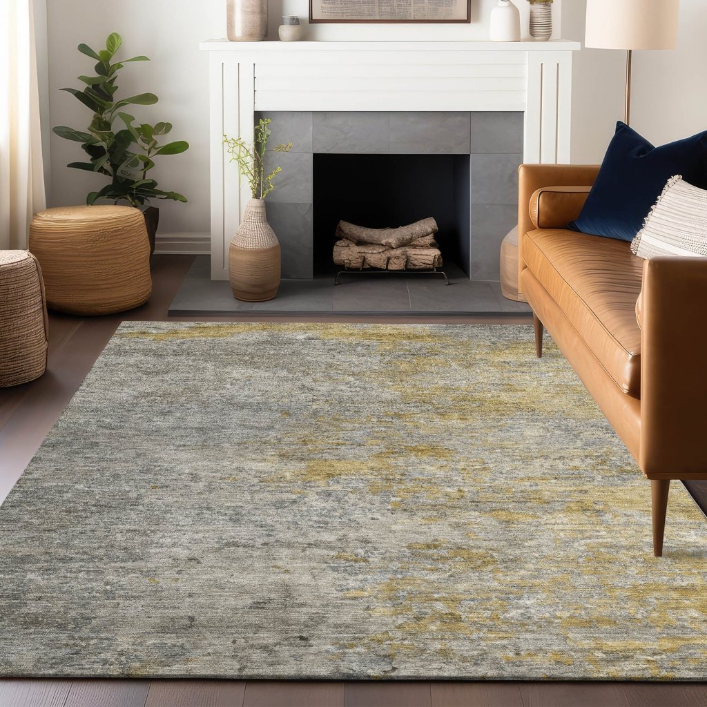 LOOMLAN Rugs Oronte Gray Washable Indoor-Outdoor Rug