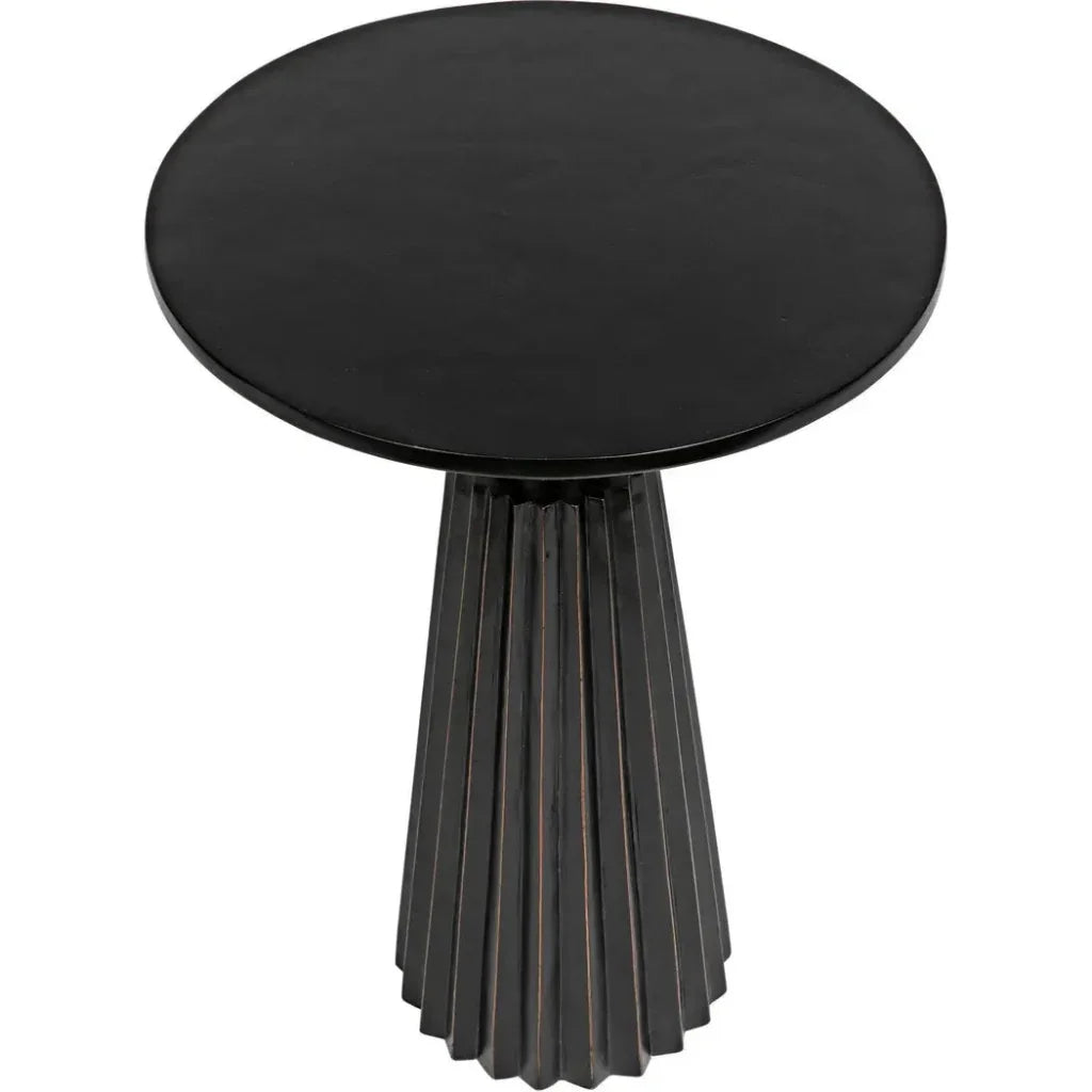 Noir Orson Round Wooden Side Table