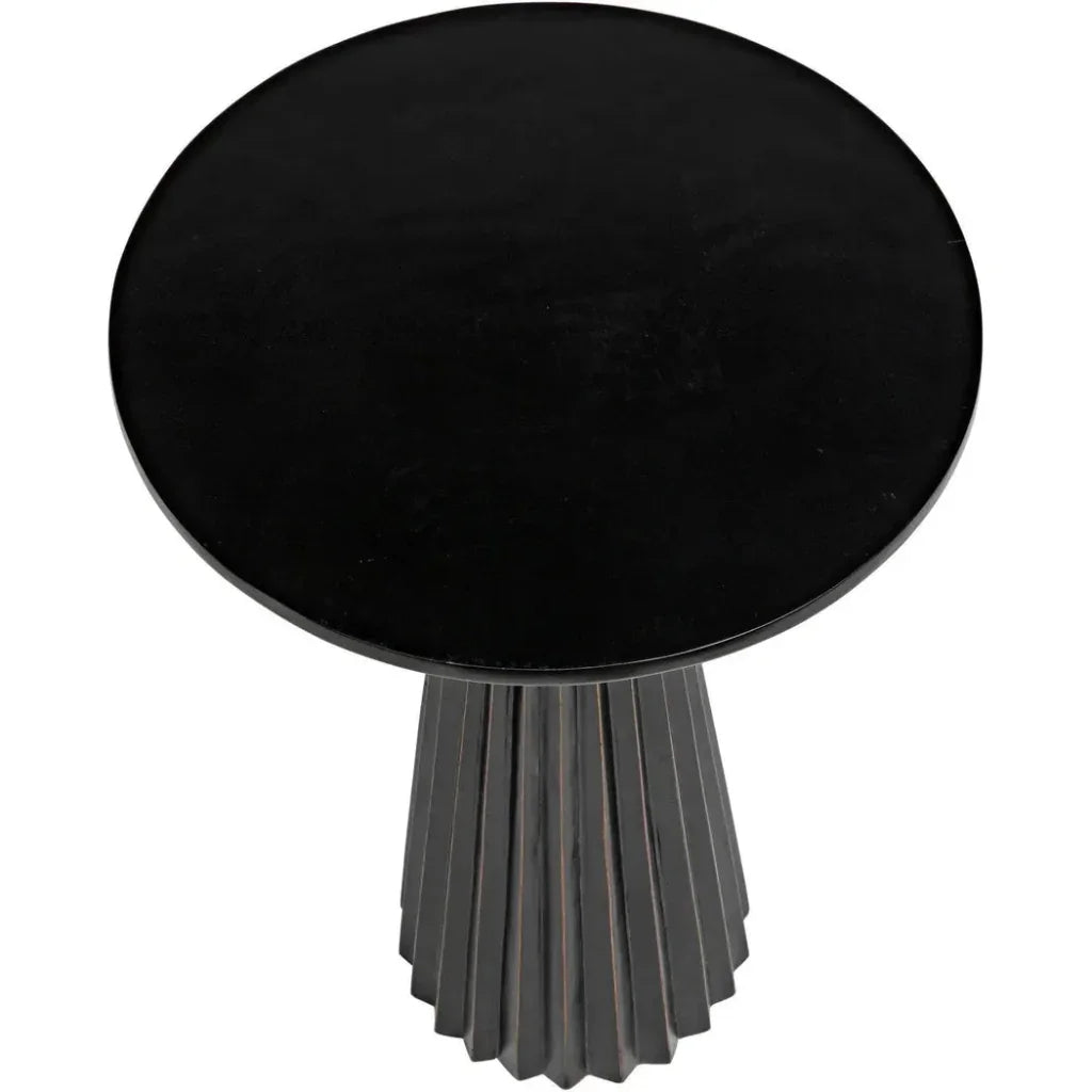 Noir Orson Round Wooden Side Table