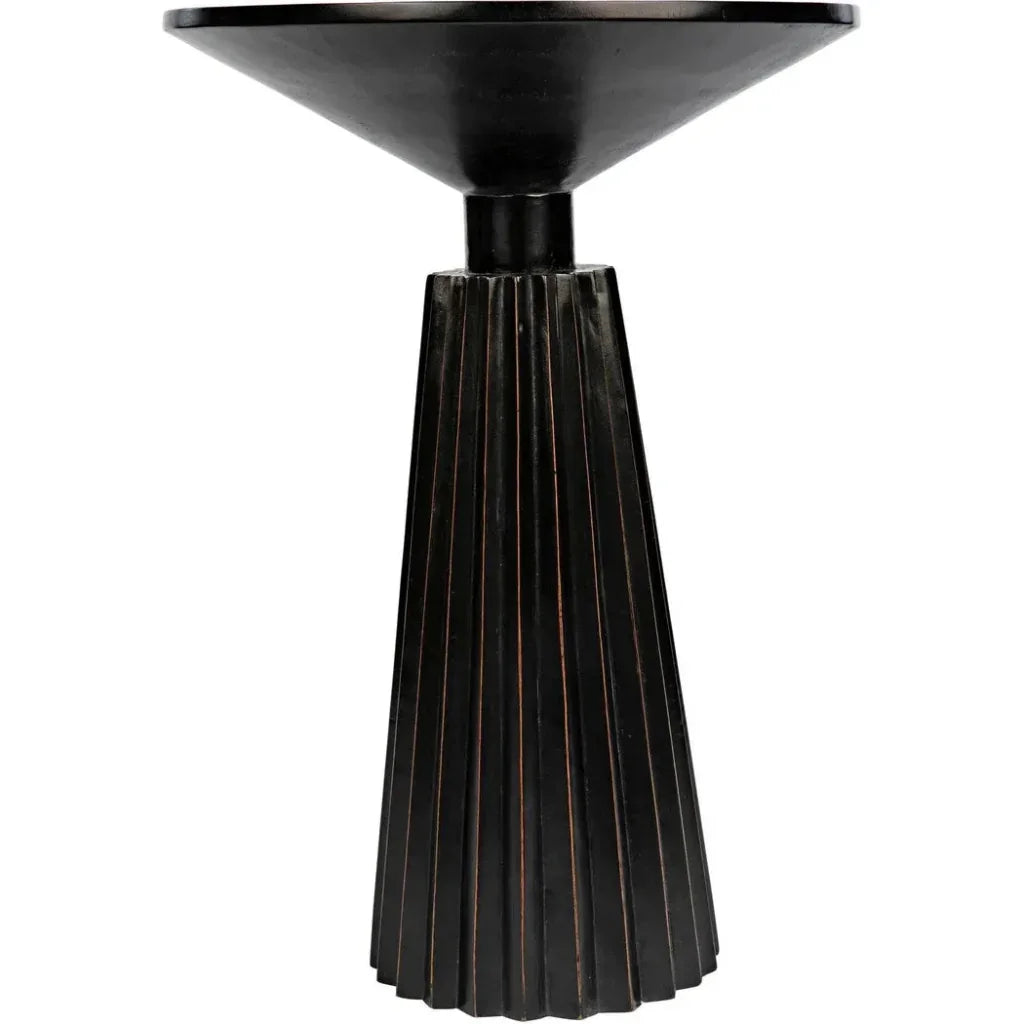Noir Orson Round Wooden Side Table