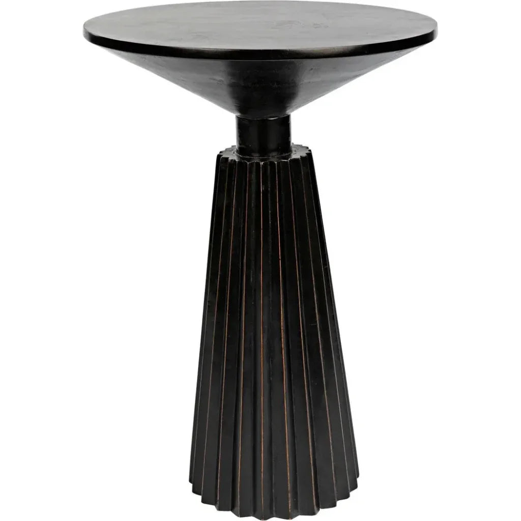 Noir Orson Round Wooden Side Table