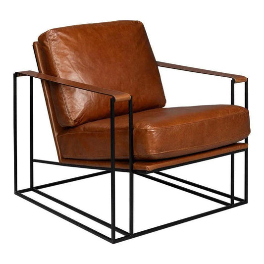 Sarreid Oryan Leather and Iron Brown Armchair