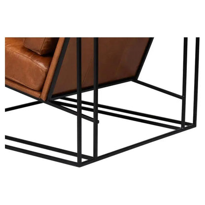 Sarreid Oryan Leather and Iron Brown Armchair