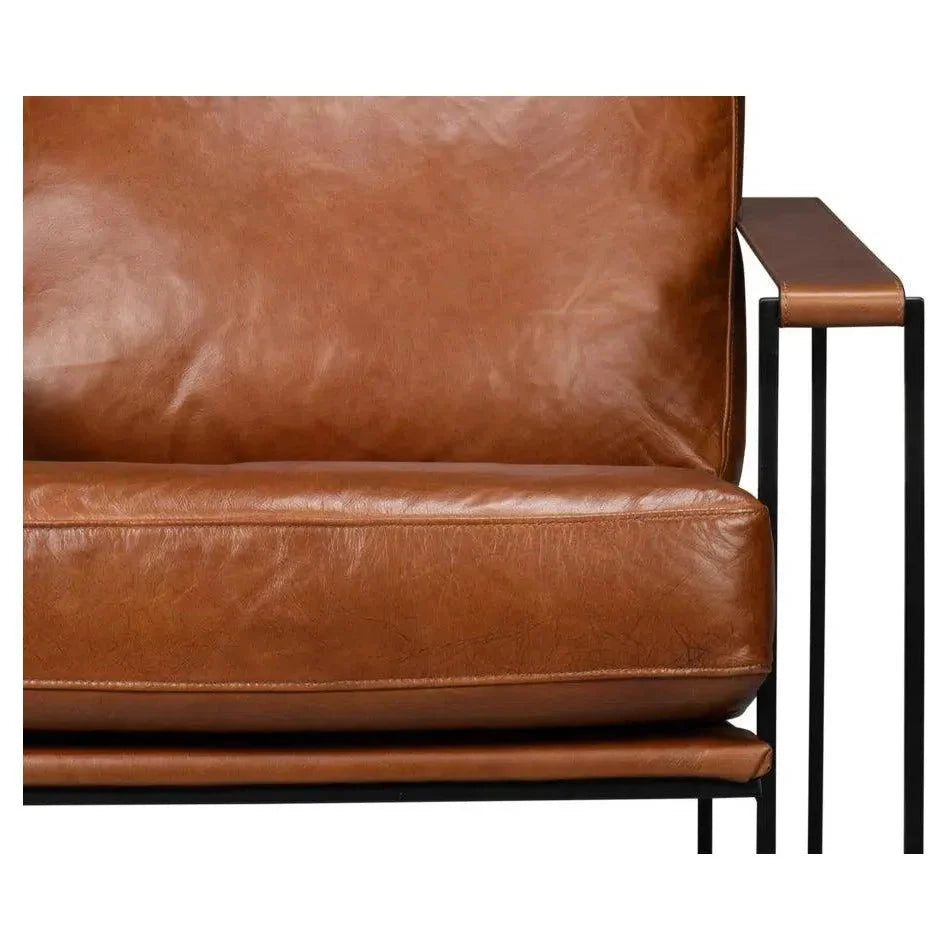 Sarreid Oryan Leather and Iron Brown Armchair