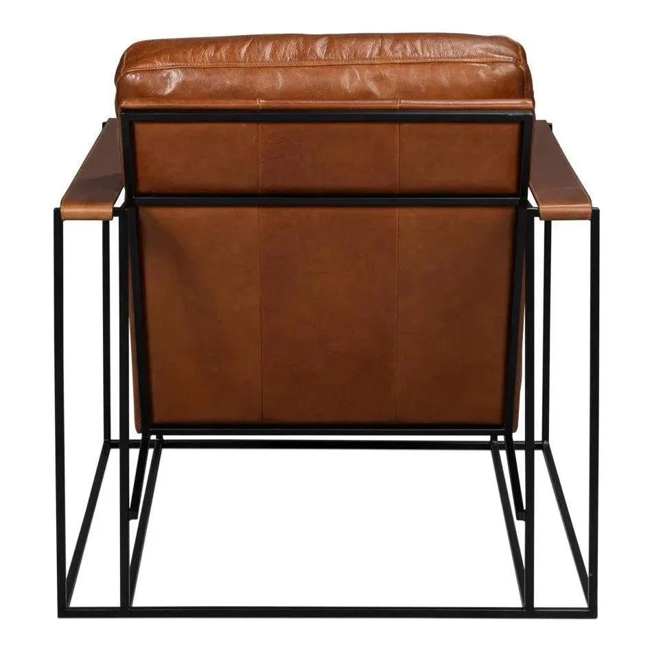 Sarreid Oryan Leather and Iron Brown Armchair