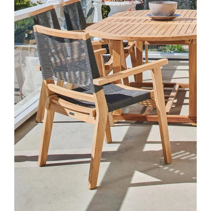 Oslo Teak Outdoor Stacking Armchair 2PC - LOOMLAN - HiTeak - Outdoor Dining Chairs