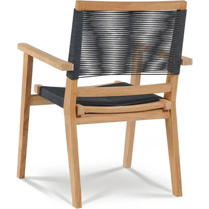 Oslo Teak Outdoor Stacking Armchair 2PC - LOOMLAN - HiTeak - Outdoor Dining Chairs