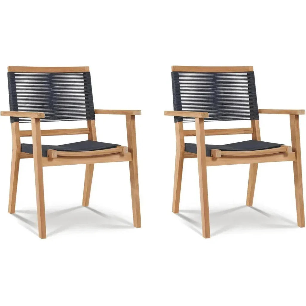 Oslo Teak Outdoor Stacking Armchair 2PC - LOOMLAN - HiTeak - Outdoor Dining Chairs