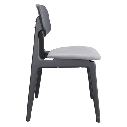 Othello Dining Chair (Set of 2) Gray & Black - Sideboards and Things Accents_Black, Back Type_With Back, Brand_Zuo Modern, Color_Black, Color_Gray, Depth_20-30, Height_30-40, Materials_Wood, Number of Pieces_2PC Set, Product Type_Dining Height, Upholstery Type_Fabric Blend, Upholstery Type_Polyester, Width_10-20, Wood Species_Rubberwood, Wood Species_Veneer