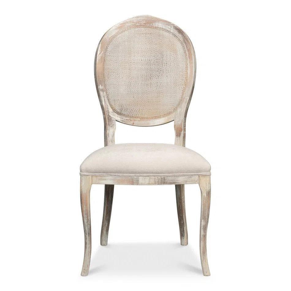 Oval Cane Back Set Chair Grey Oak Taupe - LOOMLAN - Sarreid - Dining Chairs