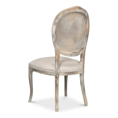 Oval Cane Back Set Chair Grey Oak Taupe - LOOMLAN - Sarreid - Dining Chairs