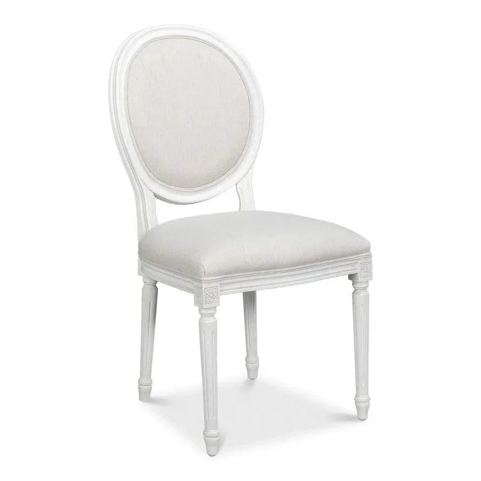 Sarreid Oval Wood White Armless Side Chair 2PC