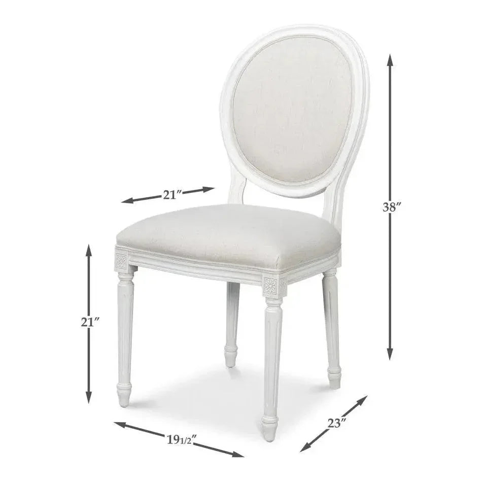 Sarreid Oval Wood White Armless Side Chair 2PC