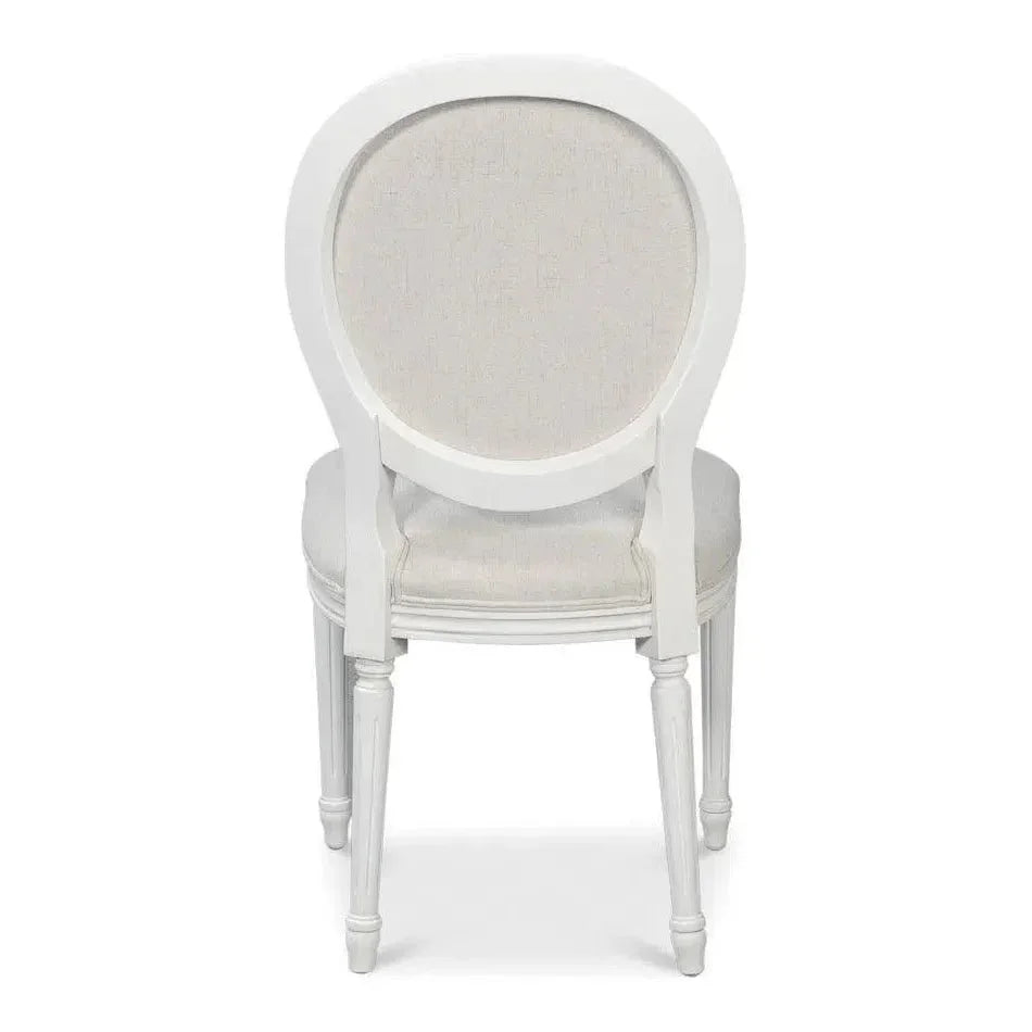 Sarreid Oval Wood White Armless Side Chair 2PC
