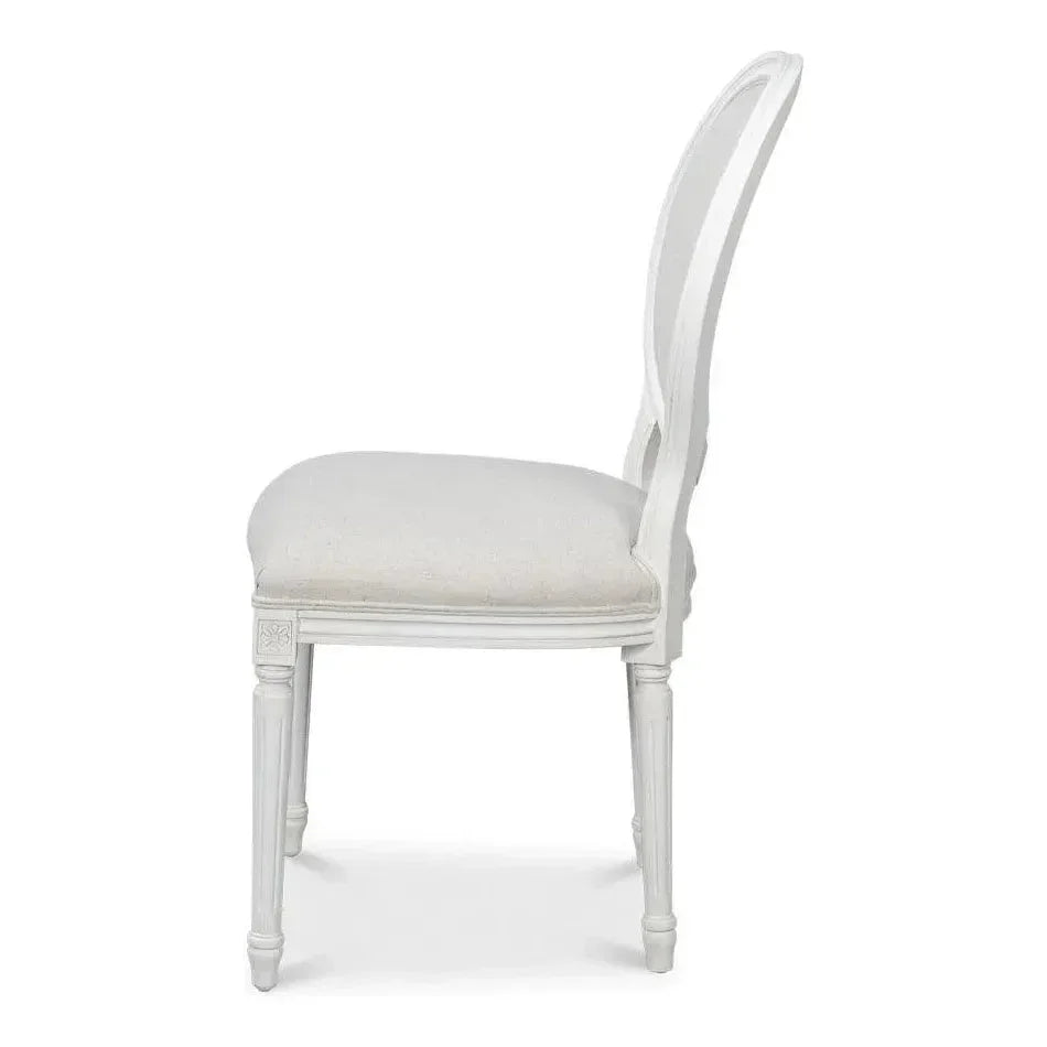 Sarreid Oval Wood White Armless Side Chair 2PC