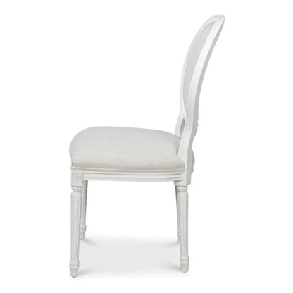 Sarreid Oval Wood White Armless Side Chair 2PC