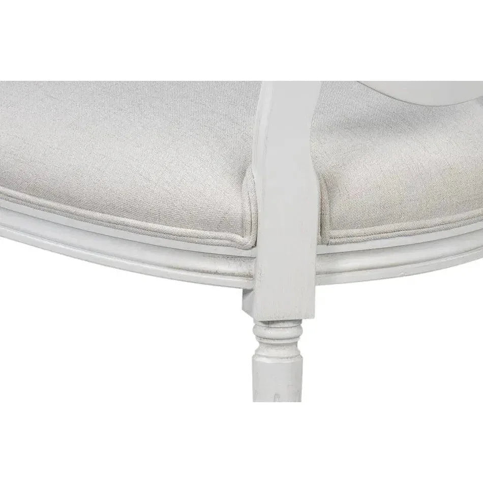 Sarreid Oval Wood White Armless Side Chair 2PC