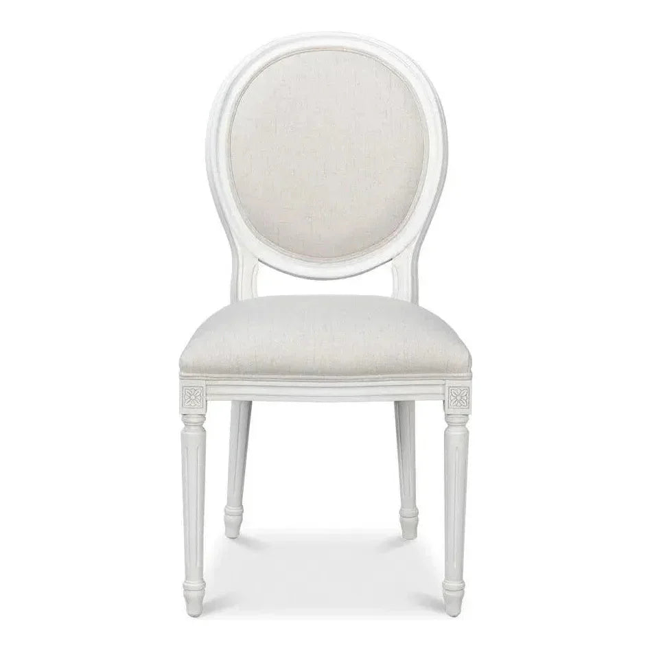 Sarreid Oval Wood White Armless Side Chair 2PC