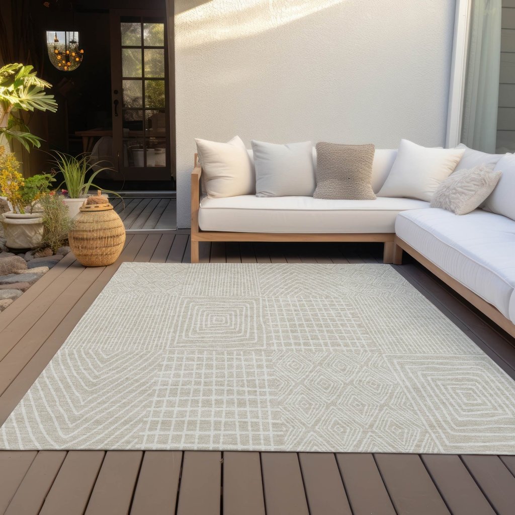 LOOMLAN Rugs Owen Beige Washable Indoor-Outdoor Rug