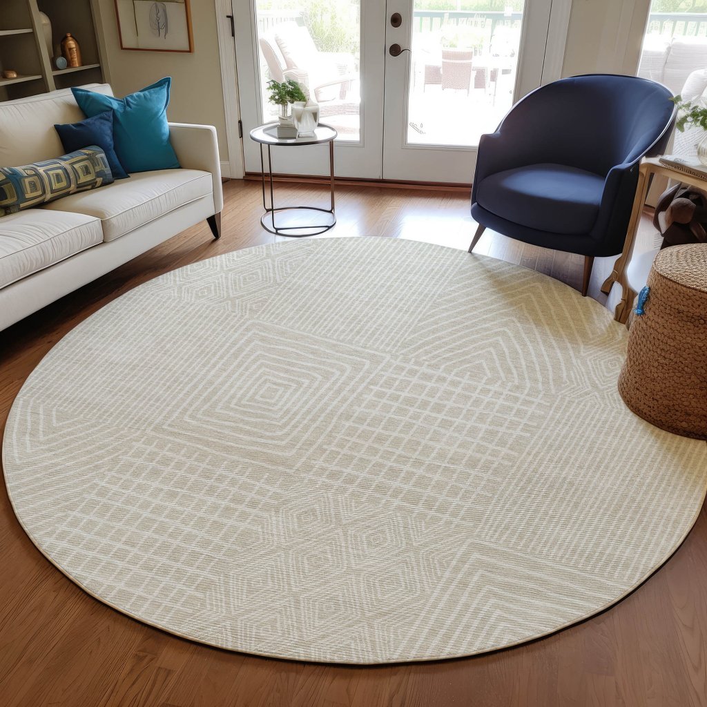 LOOMLAN Rugs Owen Beige Washable Indoor-Outdoor Rug