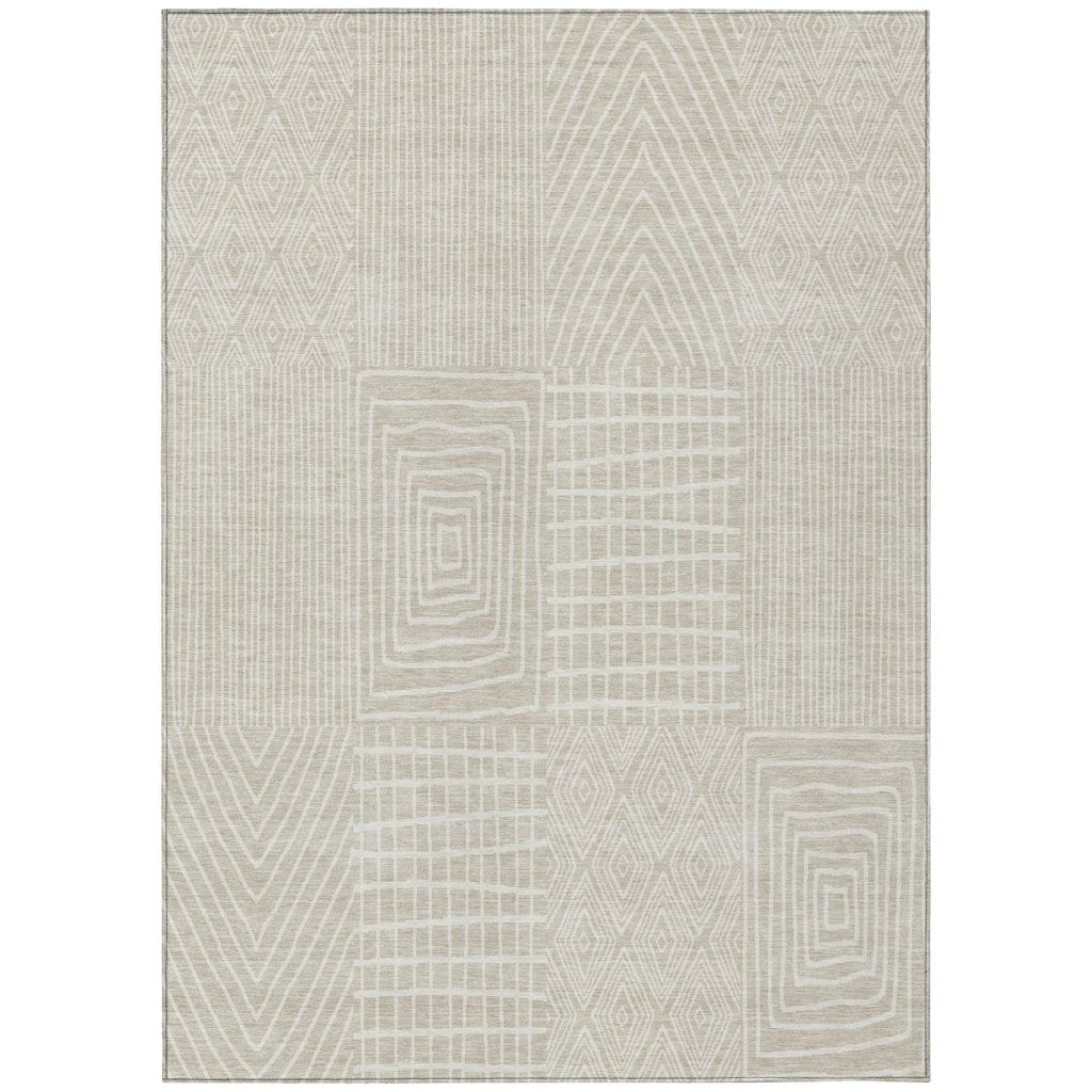 LOOMLAN Rugs Owen Beige Washable Indoor-Outdoor Rug