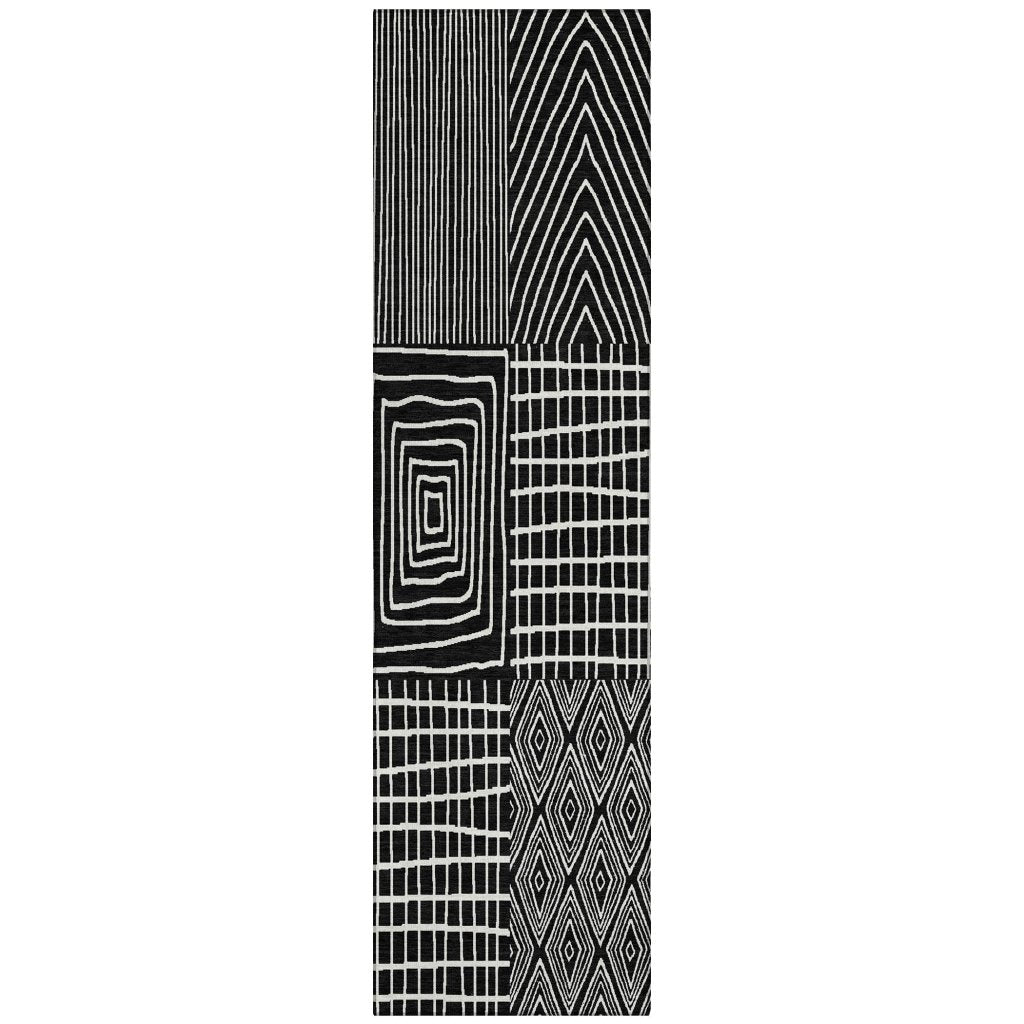LOOMLAN Rugs Owen Black Washable Indoor-Outdoor Rug