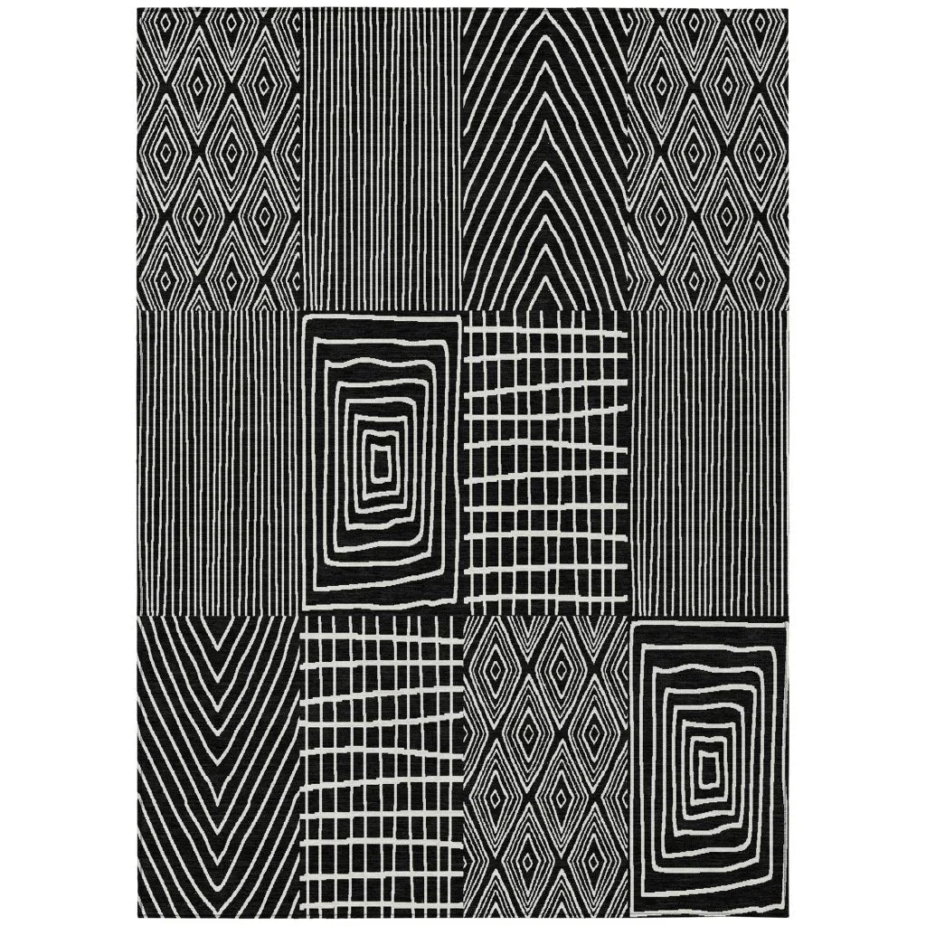 LOOMLAN Rugs Owen Black Washable Indoor-Outdoor Rug