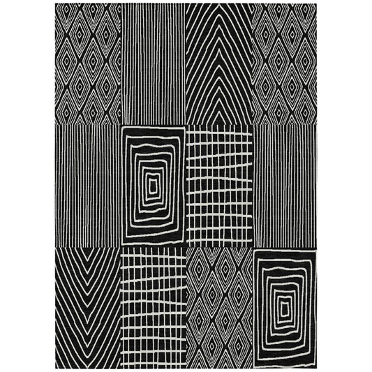 LOOMLAN Rugs Owen Black Washable Indoor-Outdoor Rug