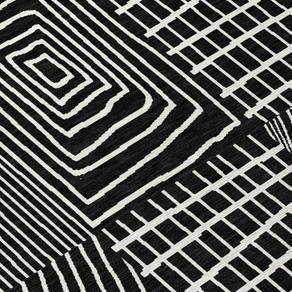 LOOMLAN Rugs Owen Black Washable Indoor-Outdoor Rug