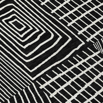 LOOMLAN Rugs Owen Black Washable Indoor-Outdoor Rug