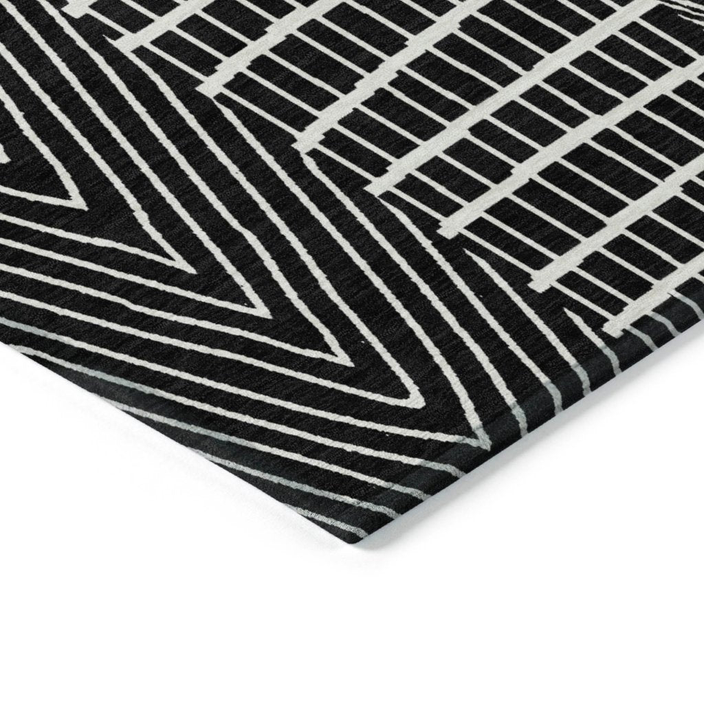 LOOMLAN Rugs Owen Black Washable Indoor-Outdoor Rug