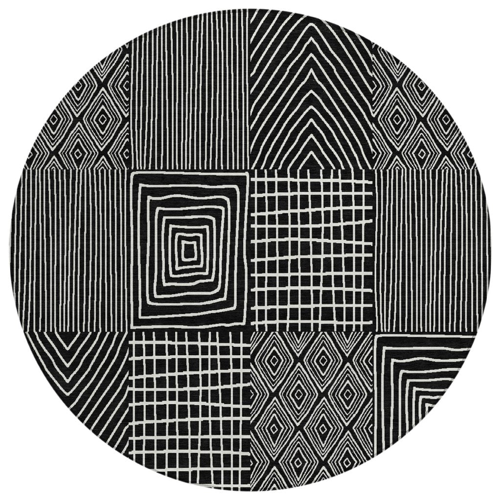 LOOMLAN Rugs Owen Black Washable Indoor-Outdoor Rug