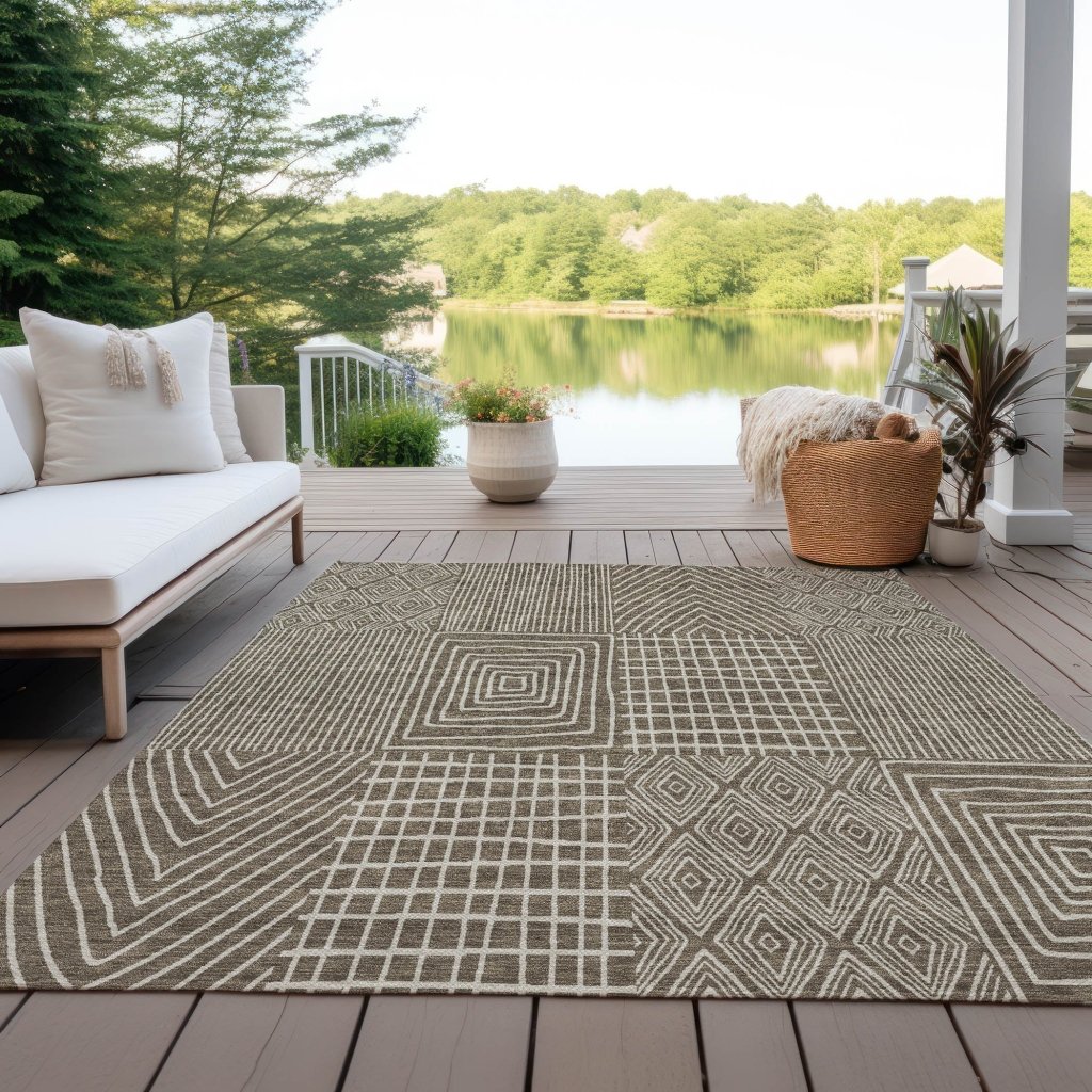 LOOMLAN Rugs Owen Brown Washable Indoor-Outdoor Rug