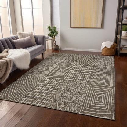 LOOMLAN Rugs Owen Brown Washable Indoor-Outdoor Rug