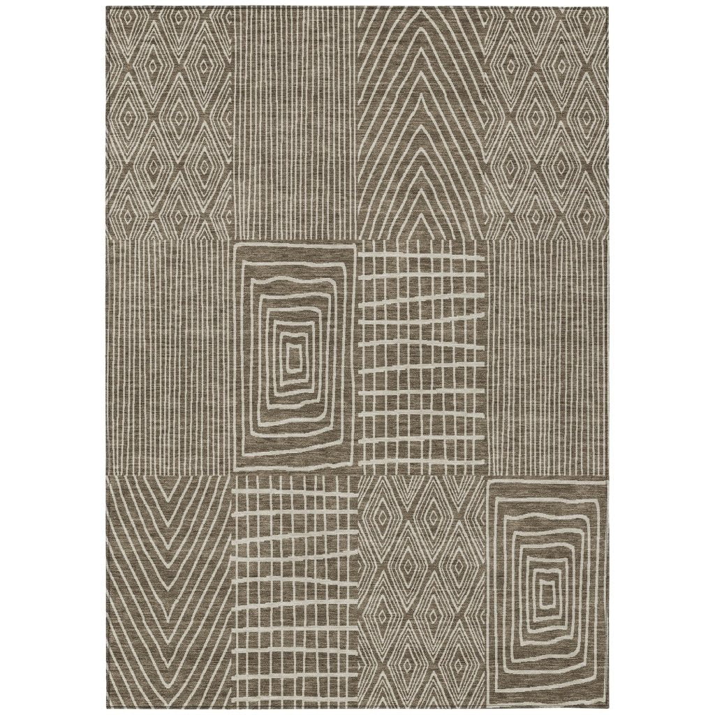 LOOMLAN Rugs Owen Brown Washable Indoor-Outdoor Rug