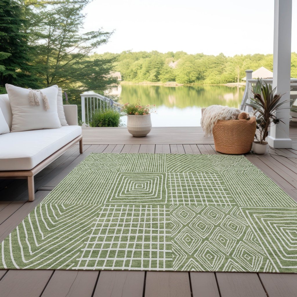 LOOMLAN Rugs Owen Green Washable Indoor-Outdoor Rug