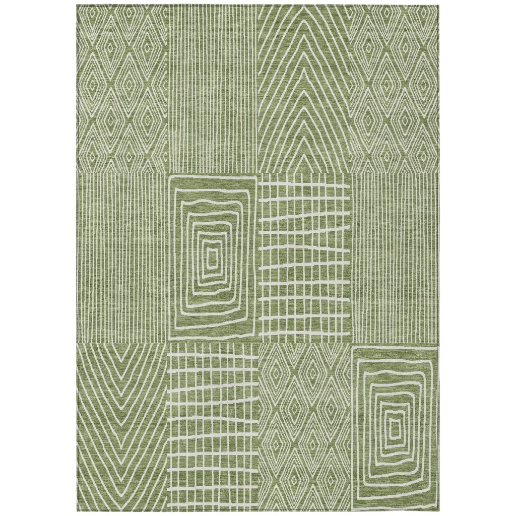 LOOMLAN Rugs Owen Green Washable Indoor-Outdoor Rug